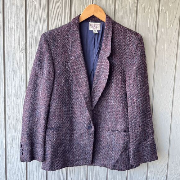 Jackets & Blazers - Vintage Bretton Place Petite Tweed Blazer 14 USA Made Wool Blend